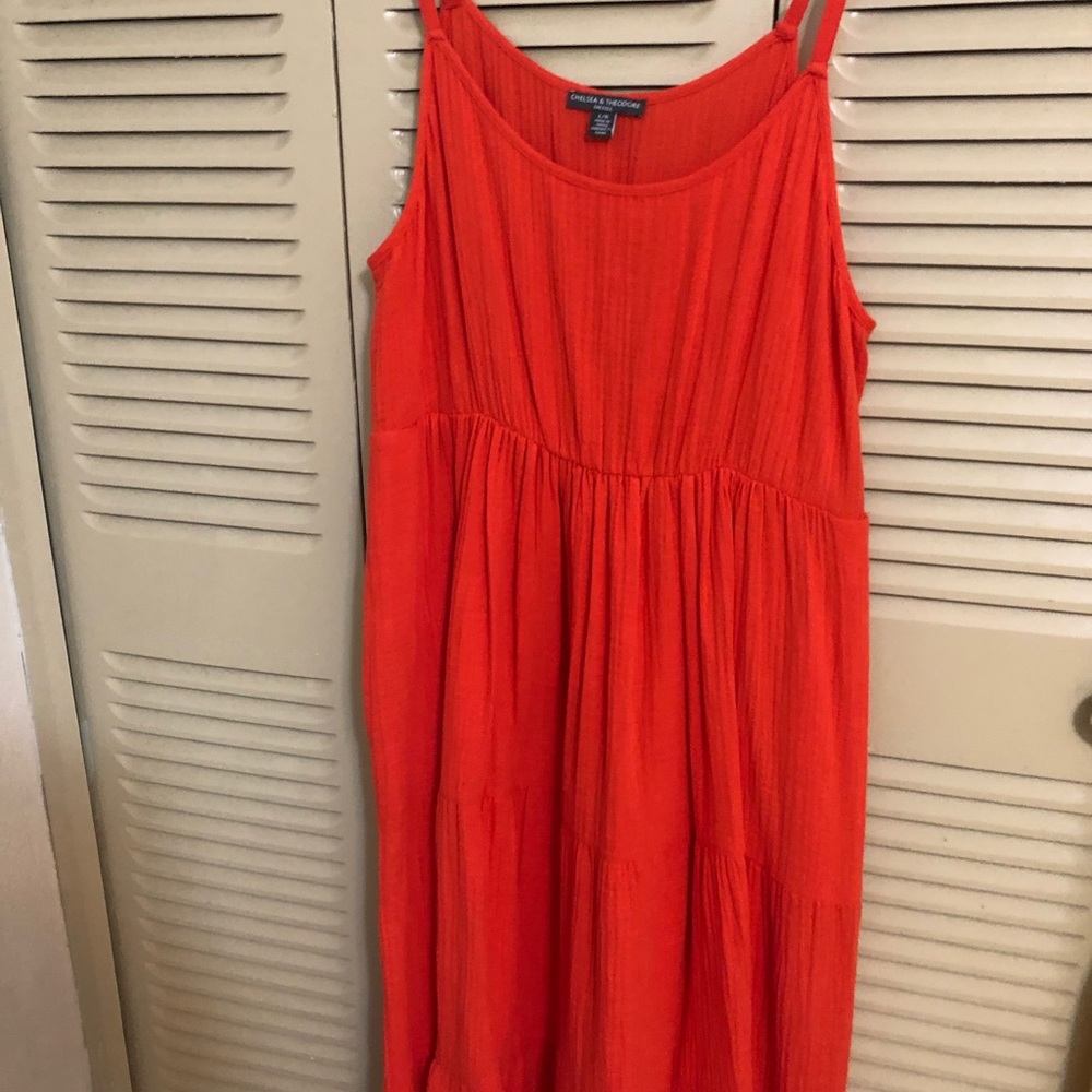 Nice Chelsea & Theodore strap dress in bright orange color